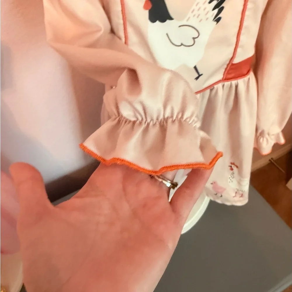 Marie Nicole Light Pink Girls Dress with chickens - Picture 2 of 5